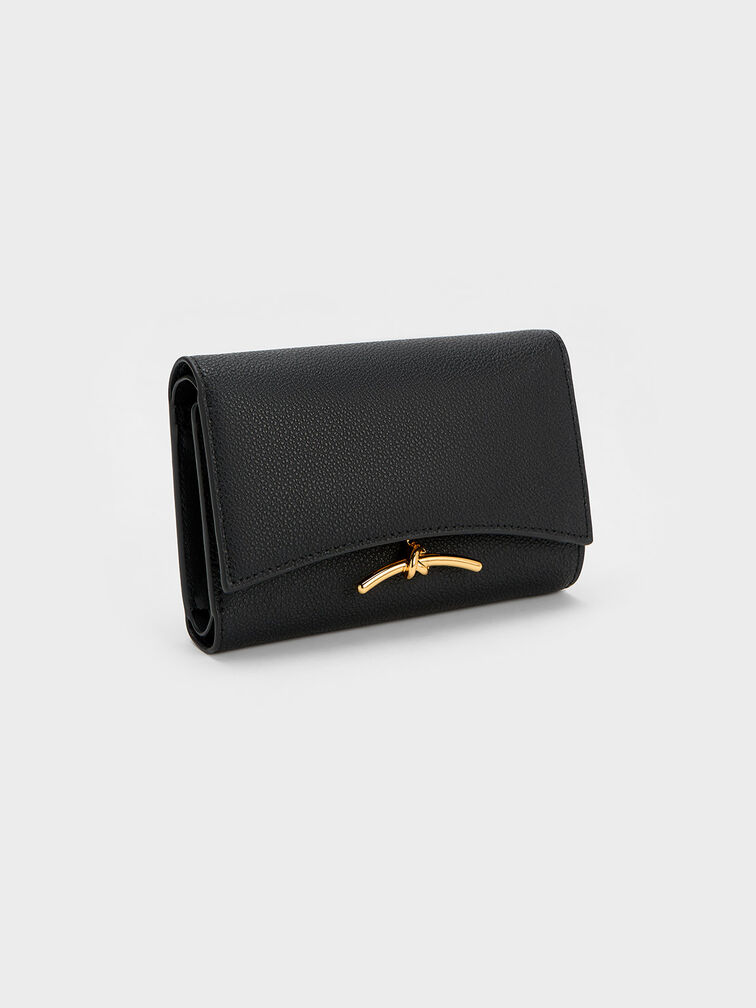 Huxley Metallic-Accent Front Flap Wallet, Black, hi-res