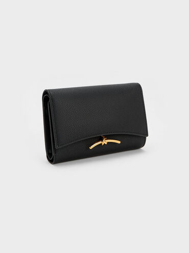 Huxley Metallic-Accent Front Flap Wallet, Black, hi-res