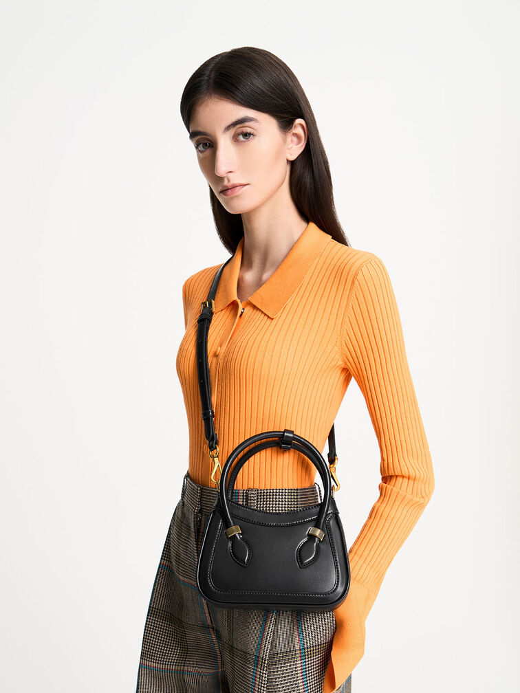 Bonnie Curved Tote Bag, Black, hi-res