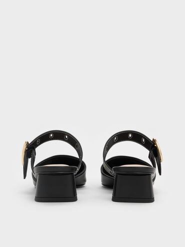 Sepphe Cut-Out Heeled Mules, Black, hi-res