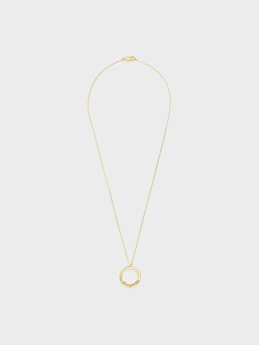 Swarovski® Crystal Studded Pendant Necklace, Gold, hi-res