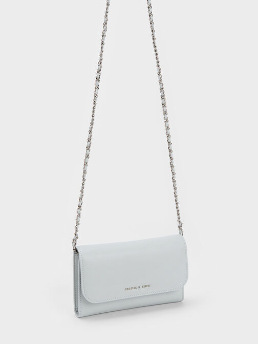 Front Flap Long Wallet, Light Grey, hi-res