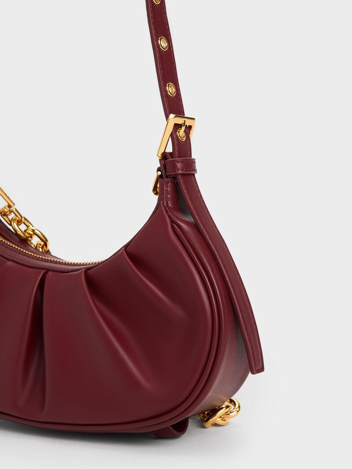 Duo Ruched Shoulder Bag Burgundy