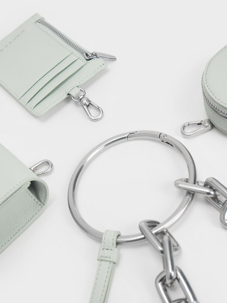 Chain Strap Ring-Detail Mini Bag, Light Green, hi-res