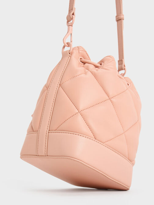 Lin Quilted Bucket Bag, Pink, hi-res