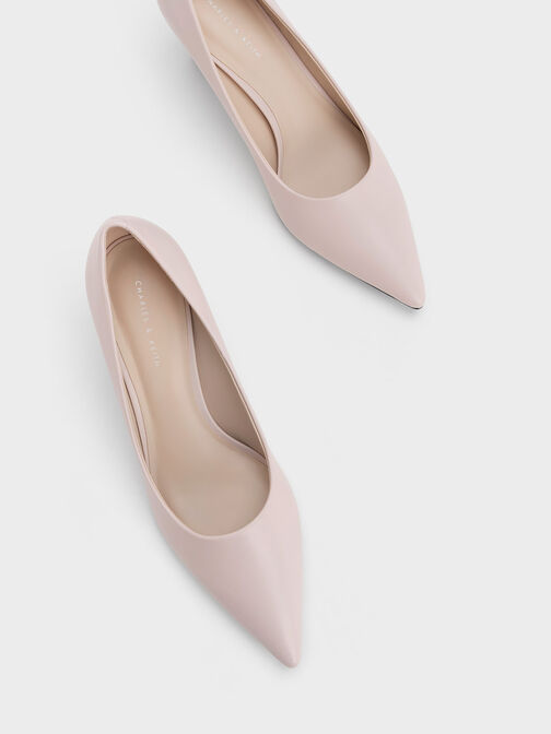 Pointed-Toe Flared Pumps, Nude, hi-res