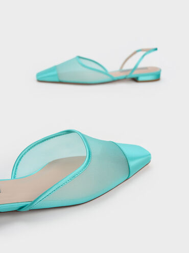 Mesh Toe-Cap Ballerinas, Blue, hi-res