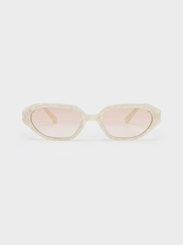 نظارة شمسية بيضاوية من الأسيتات, كريم, hi-res