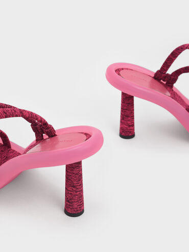 Electra Recycled Polyester Toe-Loop Heeled Sandals, Pink, hi-res