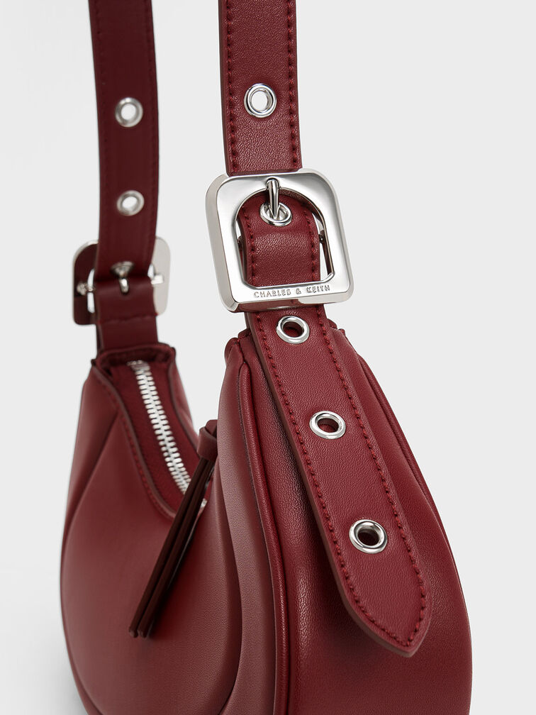Petra Curved Shoulder Bag, Red, hi-res