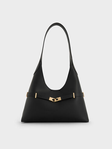 Arlet Metallic-Accent Belted Hobo Bag, Black, hi-res