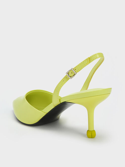 Sculptural Heel Slingback Pumps, Lime, hi-res