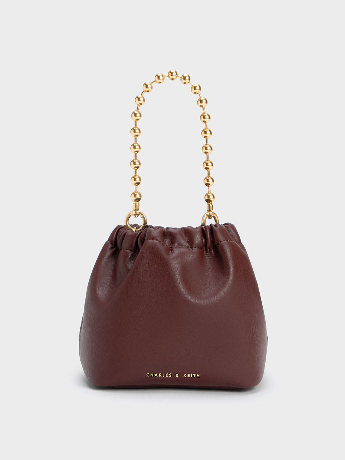 Aldora Beaded Handle Bucket Bag, Dark Chocolate, hi-res