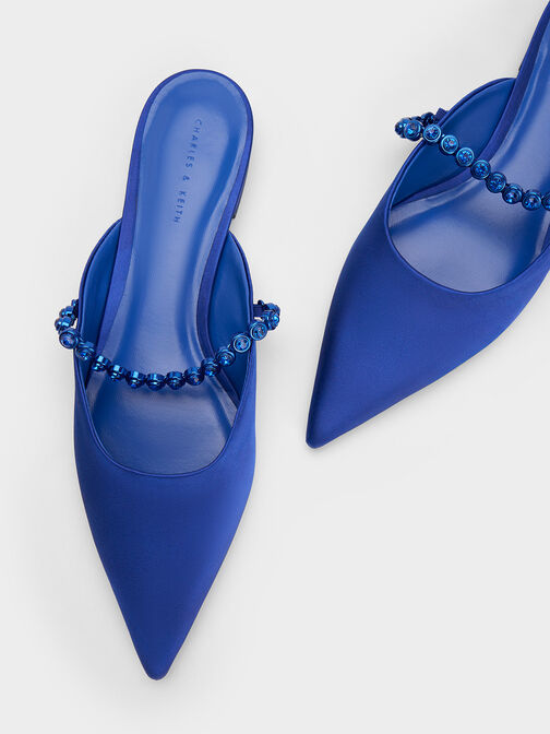 حذاء ميول مسطح مع حزام مطرز, أزرق, hi-res