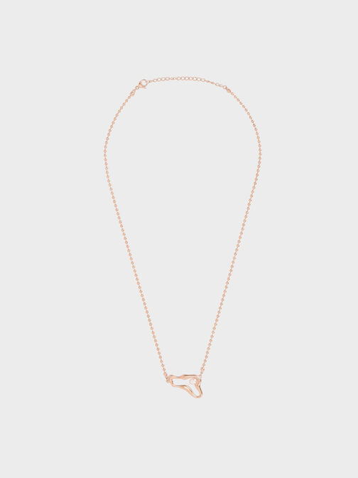 Sculpted Pendant Bead Necklace, Rose Gold, hi-res