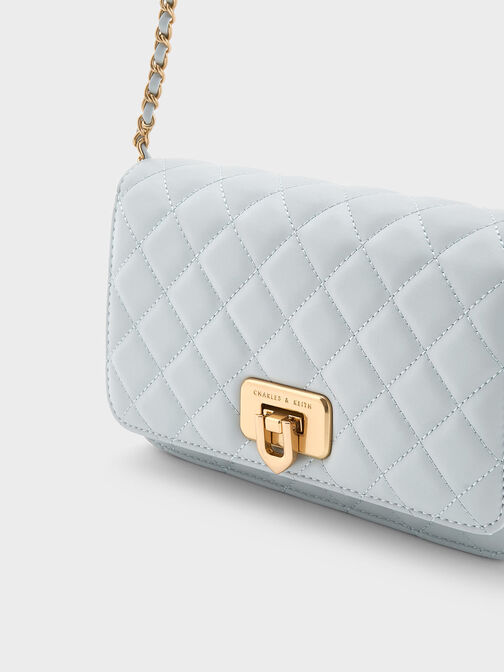 Cressida Quilted Push-Lock Clutch, Sea Salt Blue, hi-res