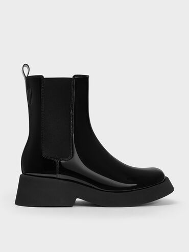 Giselle Patent Chelsea Boots, Black Patent, hi-res