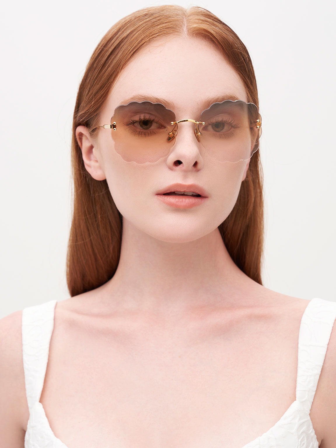 Orange Multi Tinted Scalloped Butterfly Sunglasses CHARLES KEITH SA