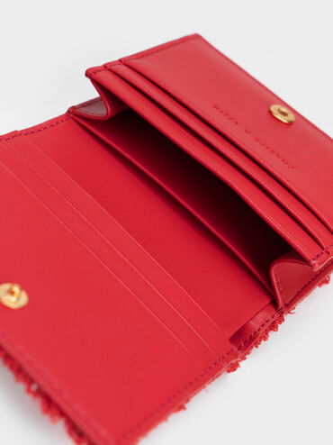 Georgette Tweed Small Wallet, Red, hi-res