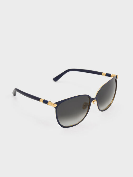Oversized Square Sunglasses, Navy, hi-res
