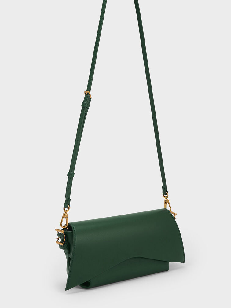 Boaz Geometric Front Flap Bag, Dark Green, hi-res
