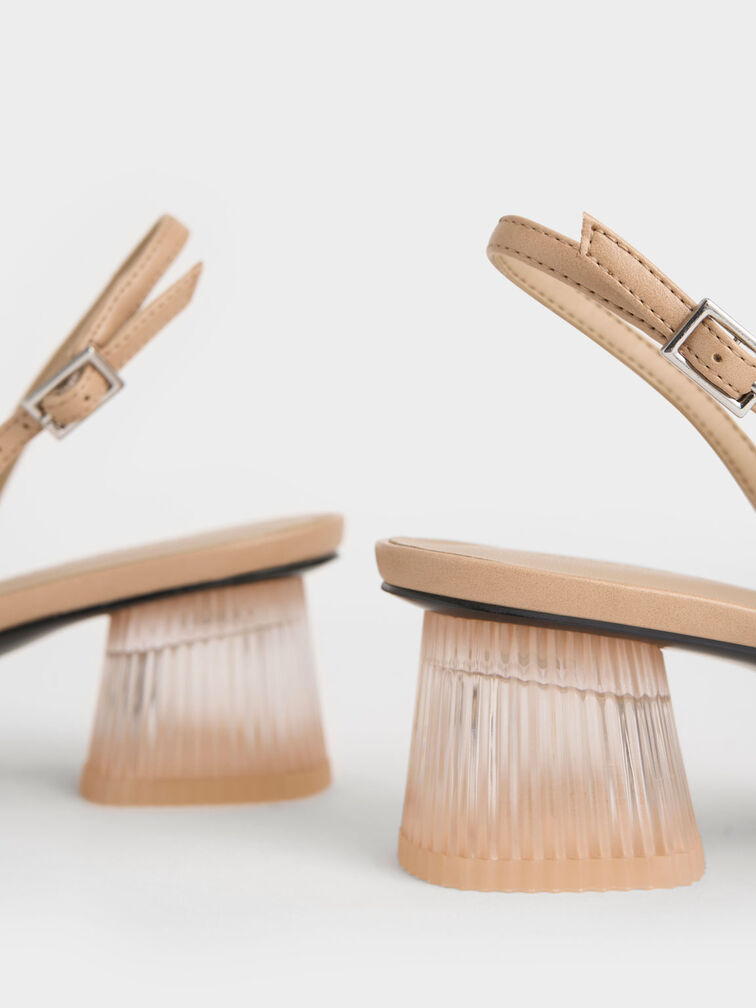 Clear Strap Slingback Pumps, Nude, hi-res