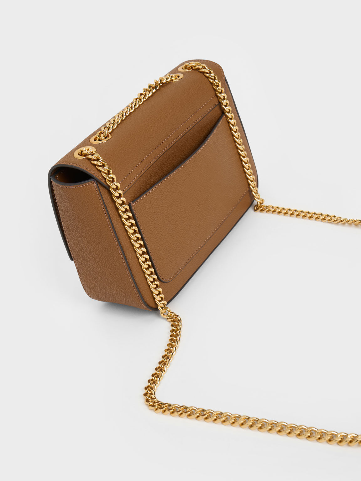 Push-Lock Chain Handle Bag, Chocolate, hi-res