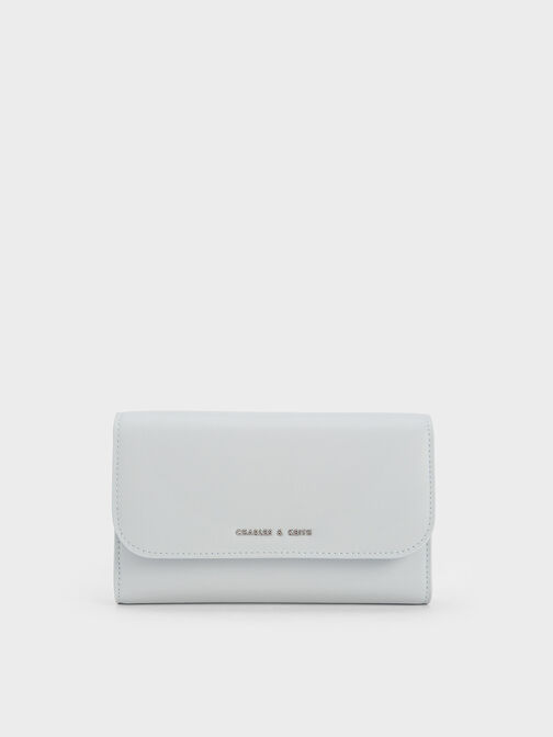 Front Flap Long Wallet, Light Grey, hi-res