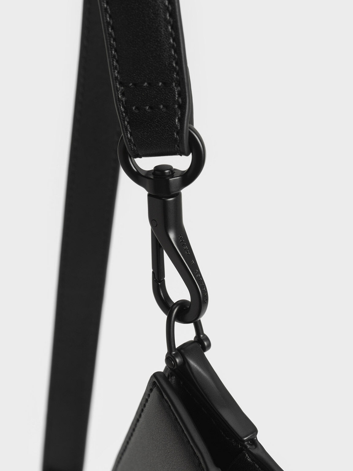 Asymmetric Belted Trapeze Bag, Black, hi-res