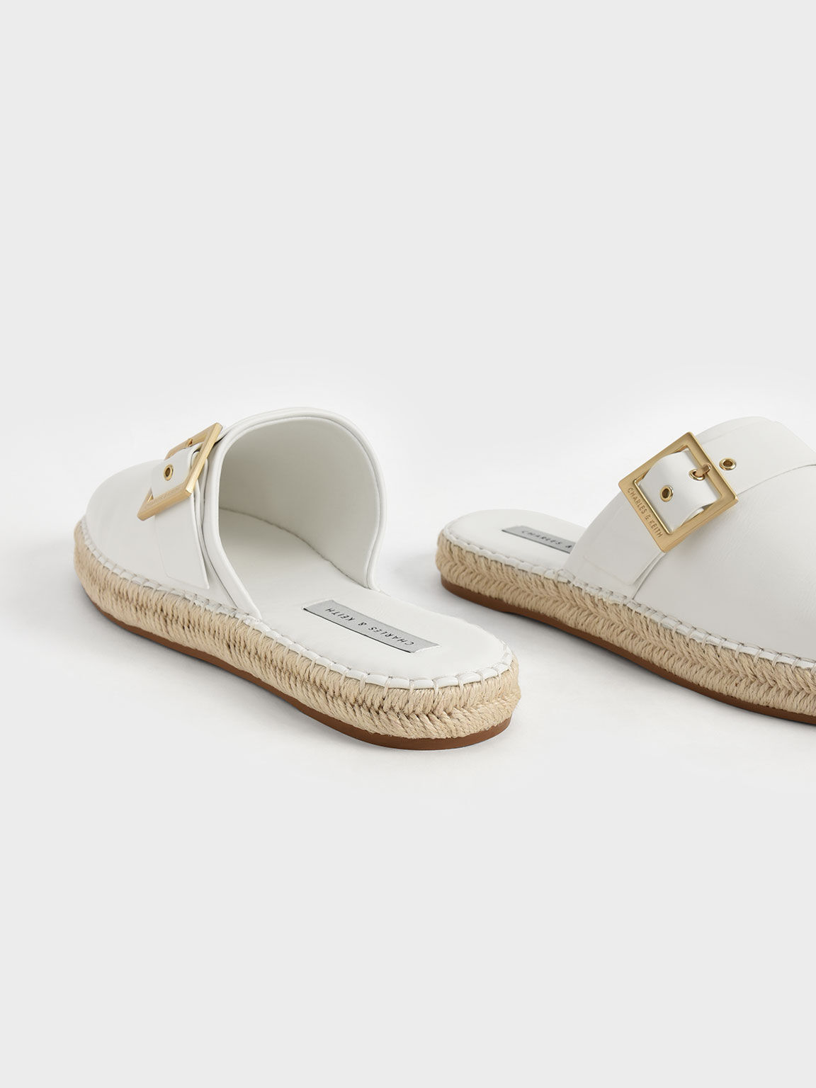 White Buckled Espadrille Mules CHARLES KEITH SA