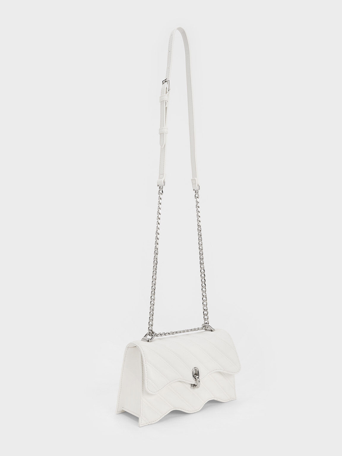 Freja Wavy Trapeze Crossbody Bag, White, hi-res