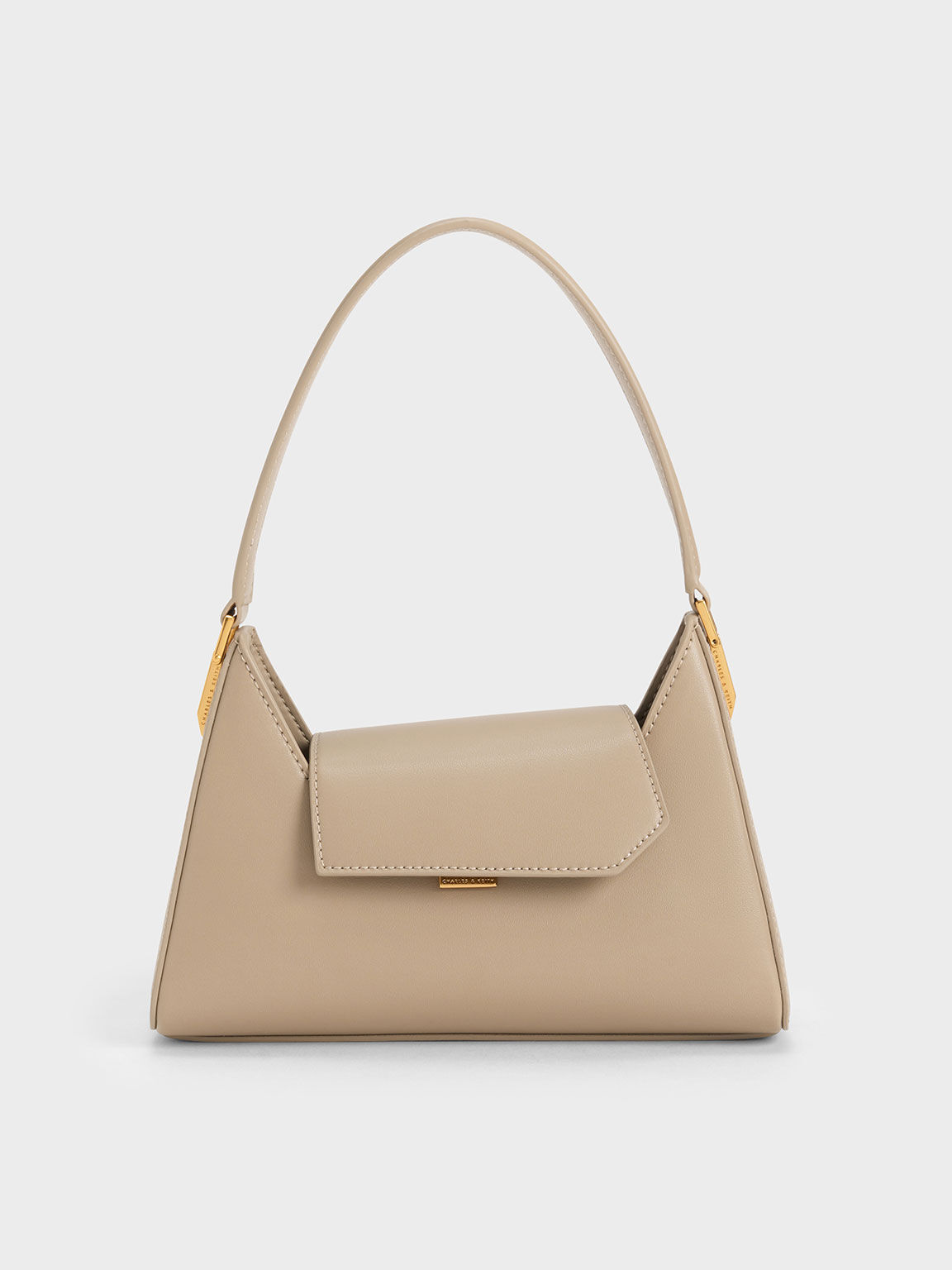 Front Flap Trapeze Shoulder Bag, Sand, hi-res