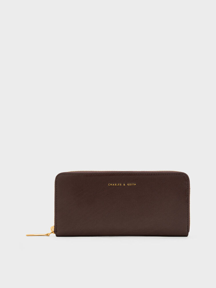 Zip-Around Long Wallet, Brown, hi-res