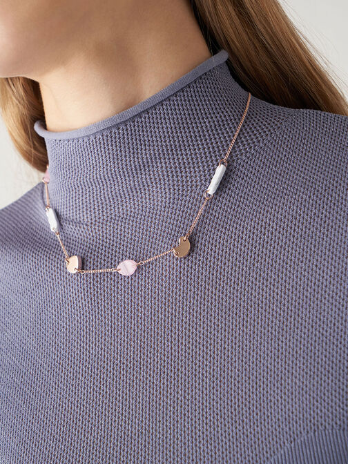 Resin Embellished Chain Link Choker, Rose Gold, hi-res