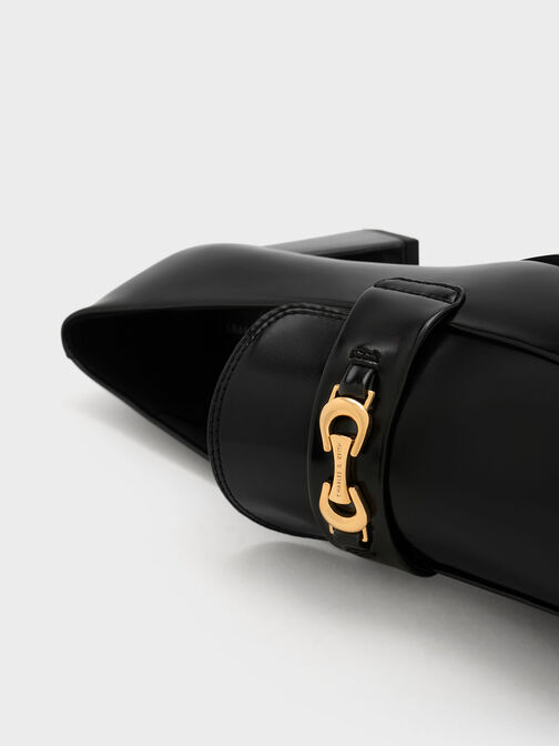 حذاء لوفر بكعب عريض وتصميم معدني, Black Box, hi-res