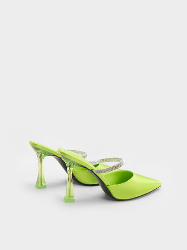 Recycled Polyester Gem Strap Mules, Green, hi-res