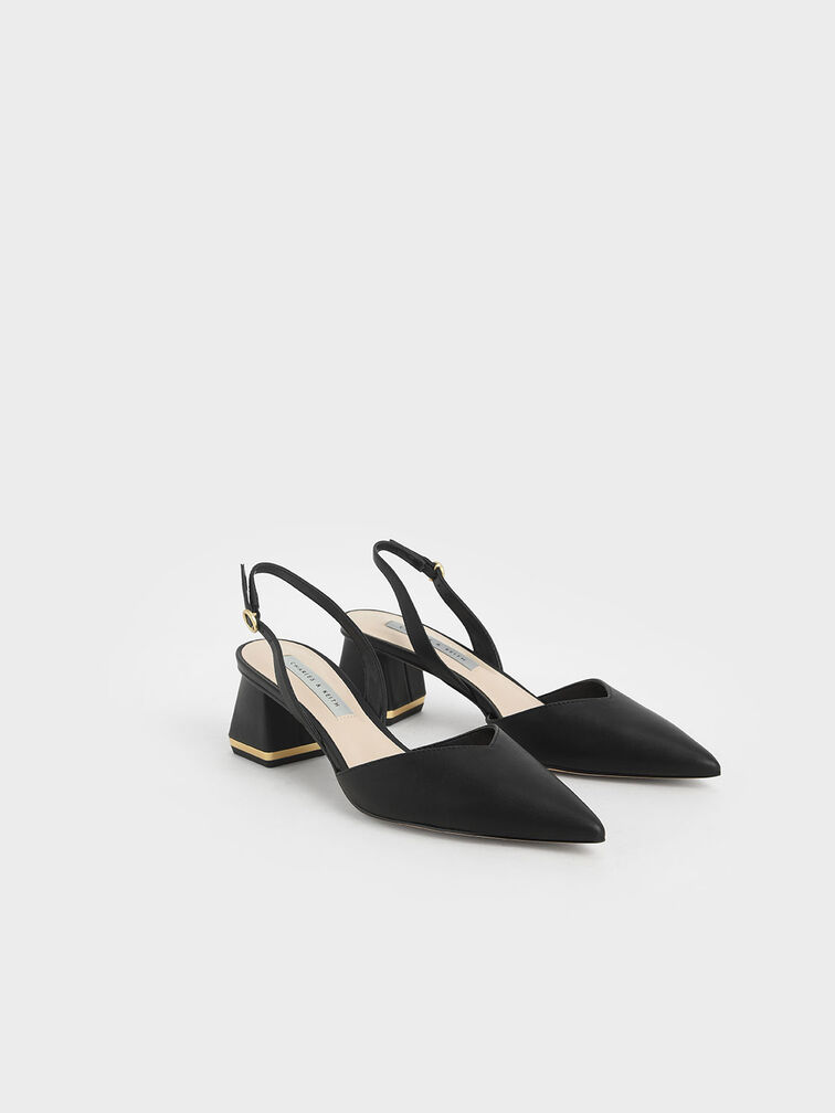 Katarina Trapeze Heel Slingback Pumps, Black, hi-res