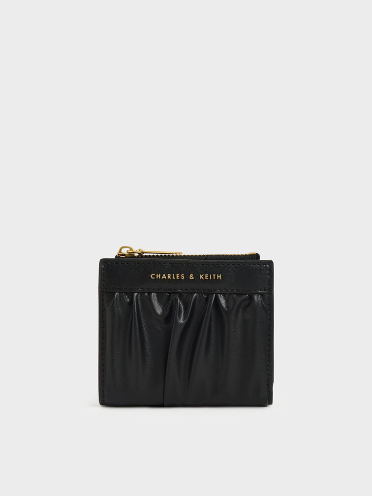 Black Thea Ruched Short Wallet - CHARLES u0026 KEITH SA