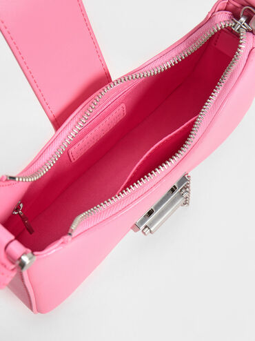 Metallic Accent Belted Bag, Pink, hi-res
