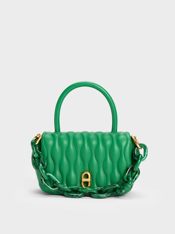 حقيبة إيفا بتصميم بوكسي, لون أخضر, hi-res