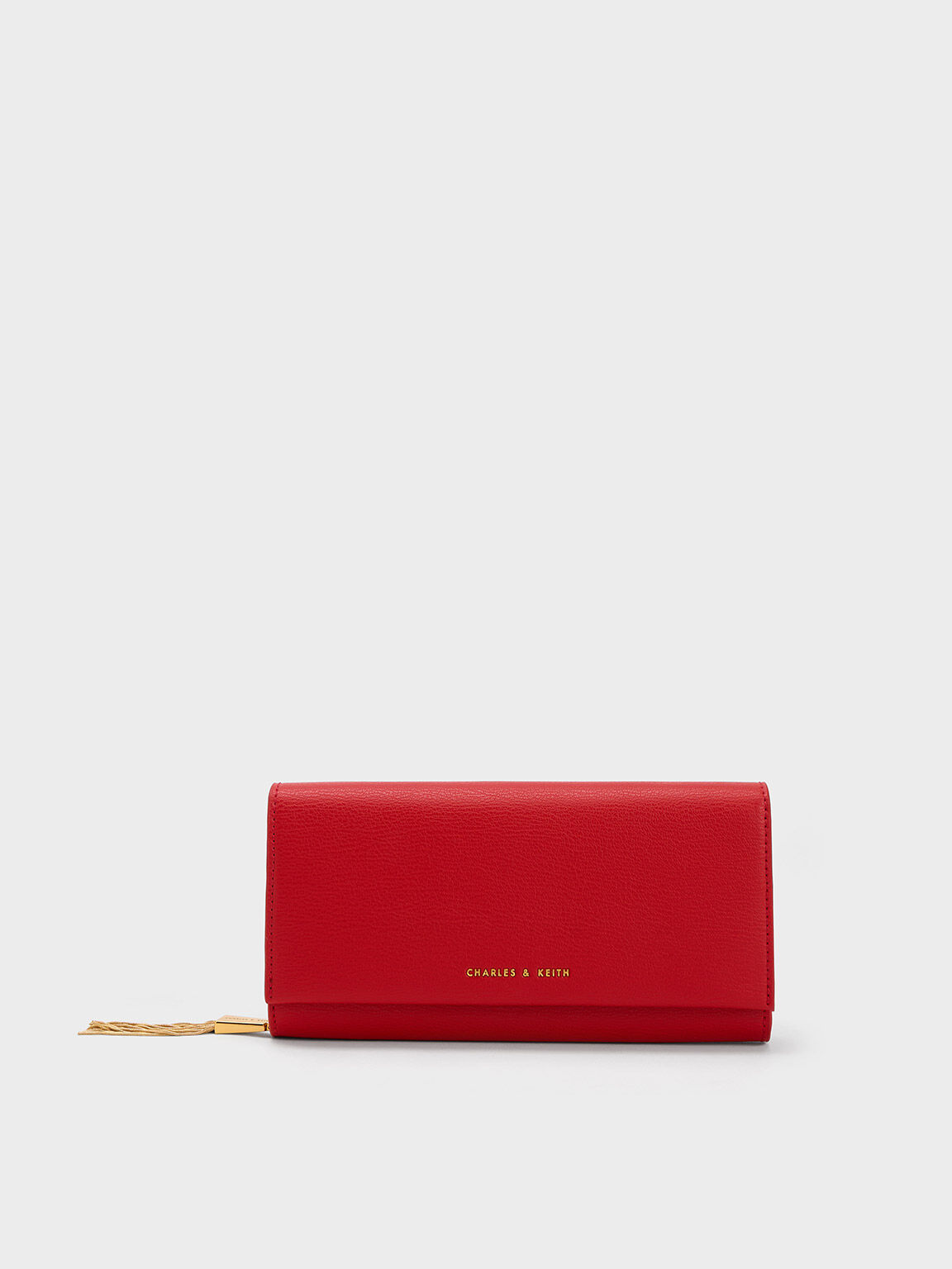 Tassel Detail Long Wallet, Red, hi-res
