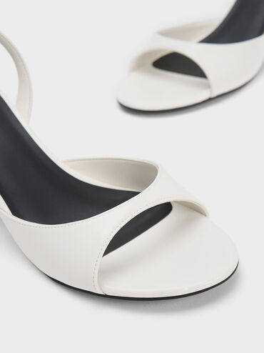 Sculptural Heel Ankle-Strap Pumps, White, hi-res