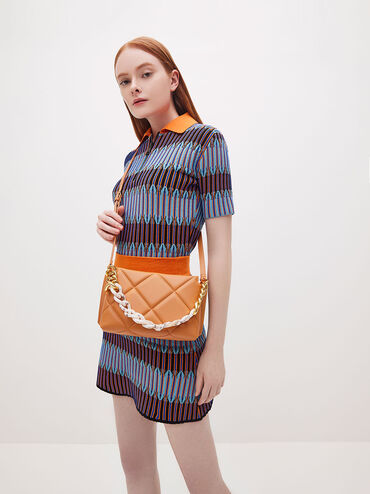 Danika Chunky Chain Padded Bag, Pumpkin, hi-res