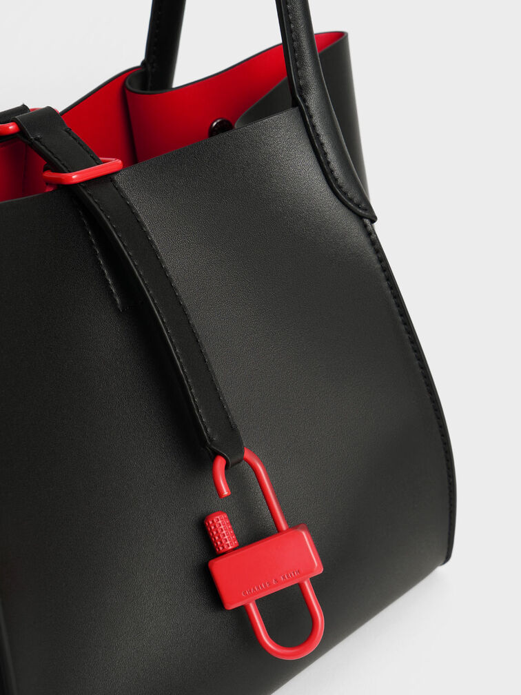 Balta Belted Tote Bag, Black, hi-res