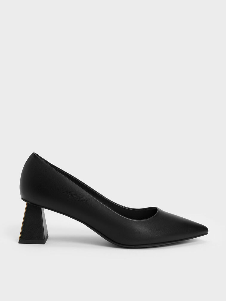 Trapeze Kitten Heel Pumps, Black, hi-res