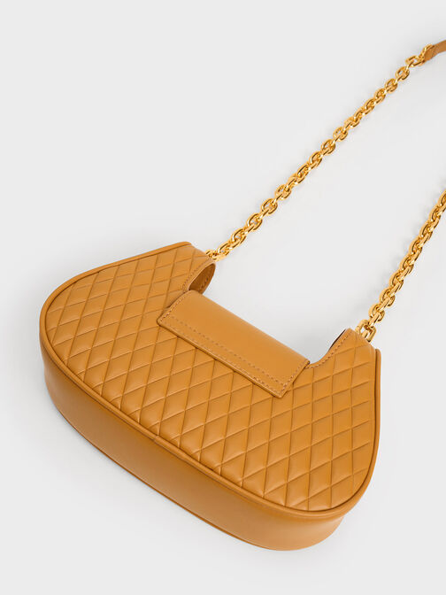 Quinlynn Curved Shoulder Bag, Orange, hi-res