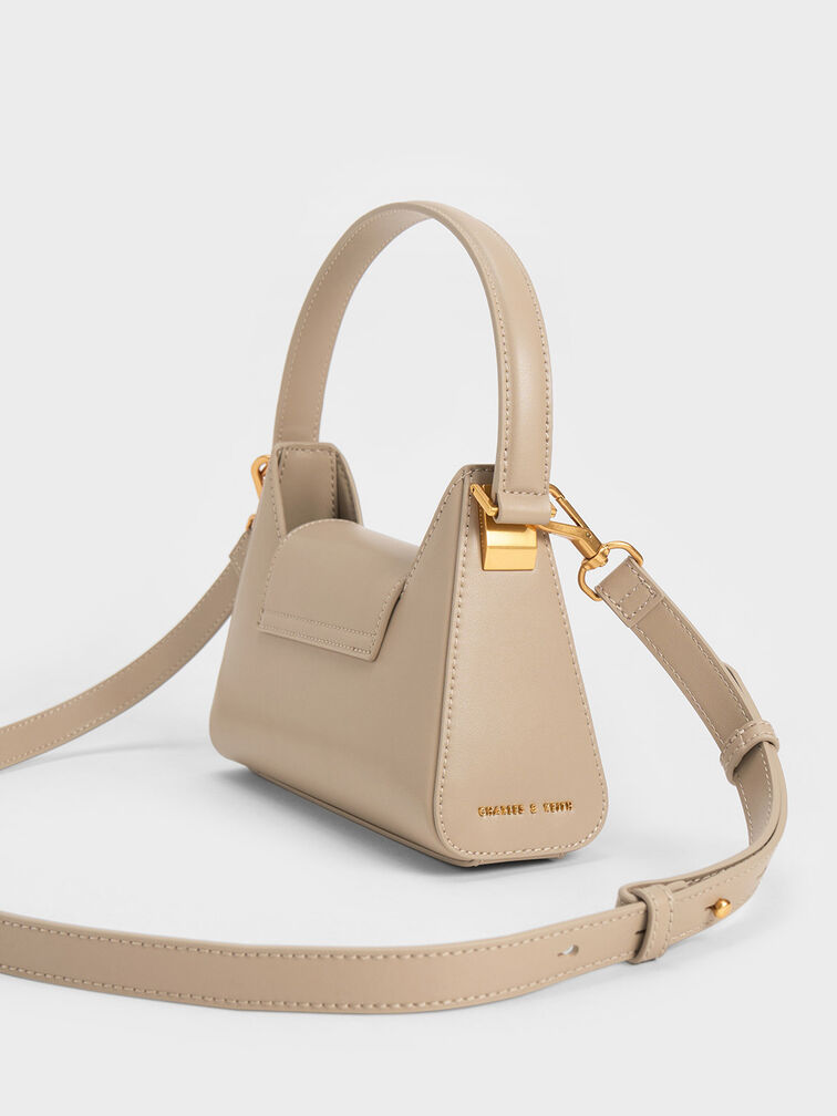 Front Flap Trapeze Shoulder Bag, Sand, hi-res