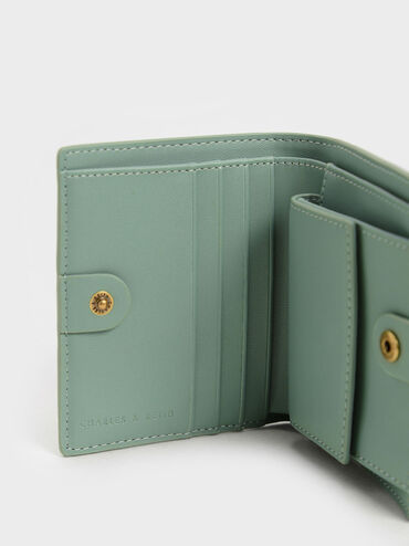 Evelynn Snap Button Mini Wallet, Sage Green, hi-res