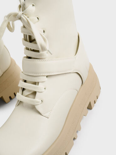 Rainier Belted Lace-Up Boots, Chalk, hi-res