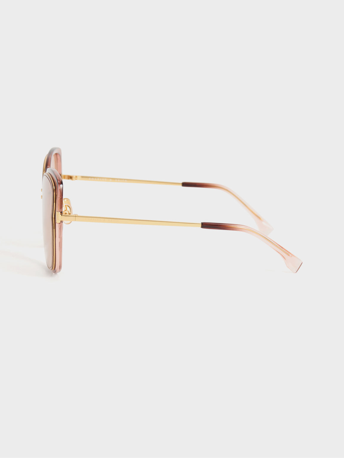 Wire-Frame Butterfly Sunglasses, Brown, hi-res